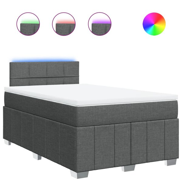 vidaXL Sommier à lattes de lit avec matelas Gris foncé 120x200cm Tissu