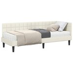 vidaXL Cadre de lit d'angle avec matelas 2 Pièces Crème Velours