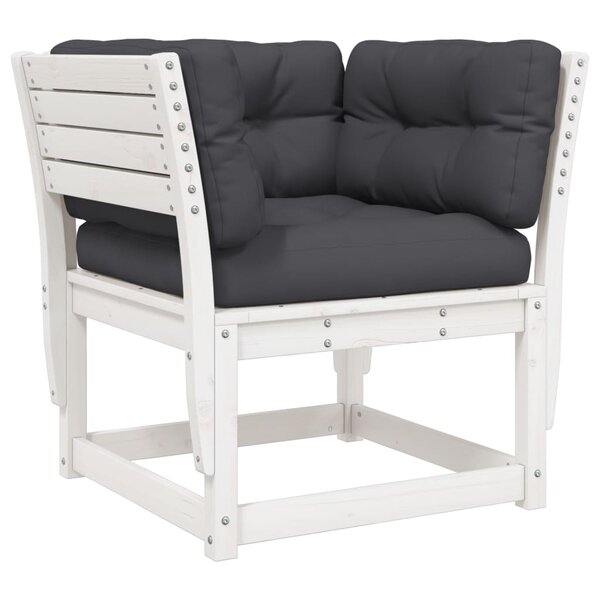vidaXL Canapé de jardin accoudoir avec coussins blanc bois massif pin