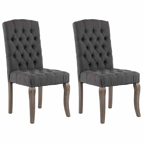 vidaXL Chaises à manger lot de 2 gris tissu à l'aspect de lin