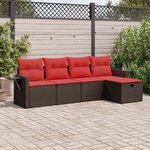 vidaXL Salon de jardin avec coussins 5 Pièces marron résine tressée