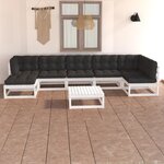 vidaXL Salon de jardin 8 Pièces avec coussins Bois de pin massif