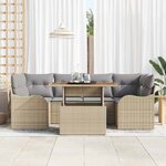 vidaXL Ensemble de canapé de jardin 7 Pièces beige et gris clair