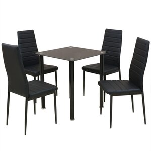 vidaXL Ensemble table et chaise de salle à manger 5 pièces noir