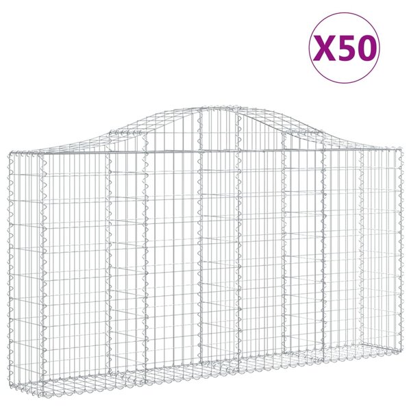 vidaXL Paniers à gabions arqués 50 Pièces 200x30x100/120 cm Fer galvanisé