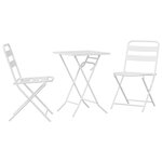 vidaXL Ensemble bistro de jardin 3 pc Blanc Acier