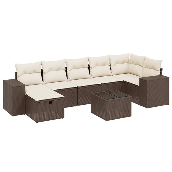 vidaXL Salon de jardin 8 Pièces avec coussins marron résine tressée