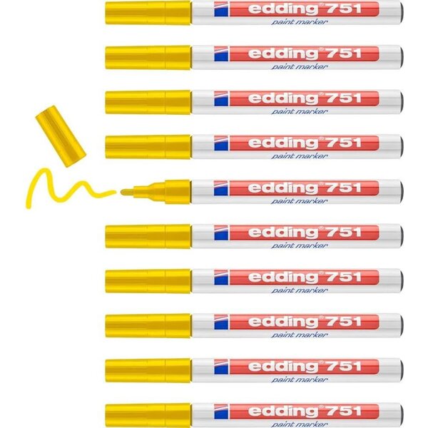 Marqueur Peinture 751 Jaune Pointe Ronde 1-2 mm x 10 EDDING