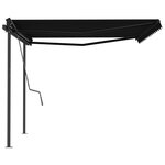 vidaXL Auvent rétractable automatique avec poteaux 4x3 m Anthracite