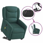 vidaXL Fauteuil inclinable de massage électrique Vert foncé Tissu