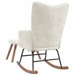 vidaXL Chaise à bascule avec repose-pied Blanc crème Velours
