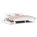 vidaXL Cadre de lit avec tiroirs sans matelas blanc 200x200 cm