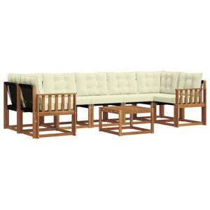 vidaXL Ensemble de canapés d'extérieur 8 pc Naturel et Crème