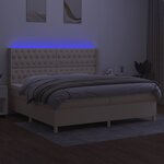 vidaXL Sommier à lattes de lit matelas et LED Crème 200x200 cm Tissu