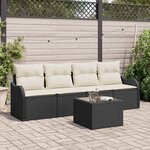 vidaXL Ensemble de jardin 5 pièces avec coussins en poly rotin noir