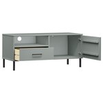 vidaXL Meuble TV avec pieds en métal Gris Bois de pin massif OSLO