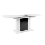 Table a manger extensible 140/180x80x77cm - Blanc brillant et Marbre foncé - BRUGGE