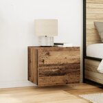 Cabinets de chevet vidaXL avec lumières LED 2 Pièces muraux en vieux bois