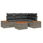 Ensemble de canapé de jardin 5 pièces avec coussins gris en rattan synthétique