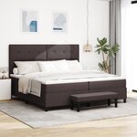 vidaXL Lit à ressorts avec Matelas & Banc Brun Foncé 200x200 cm Tissu