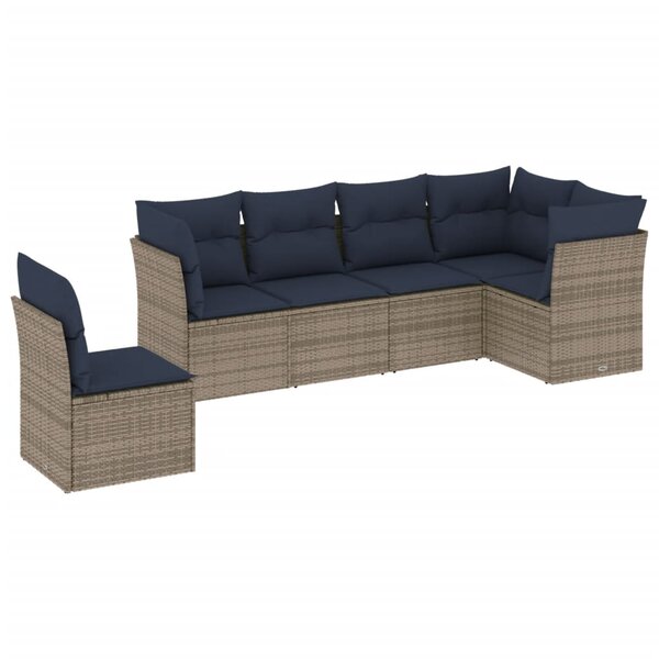 vidaXL Salon de jardin 6 Pièces avec coussins gris résine tressée