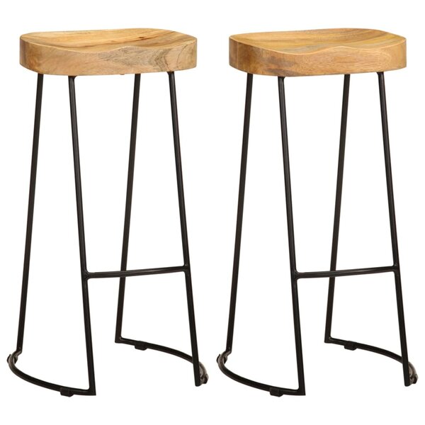 vidaXL Tabourets de bar lot de 2 bois de manguier massif