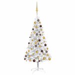 vidaXL Arbre de Noël artificiel pré-éclairé/boules argenté 120 cm PET