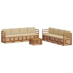 vidaXL Ensemble de canapés d'extérieur 9 pc Naturel et Beige