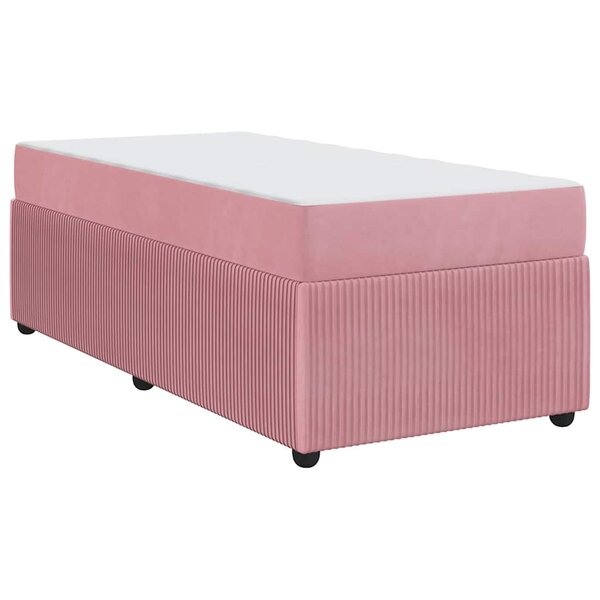vidaXL Cadre de lit avec matelas Autre Rose 90 x 190 cm Velours