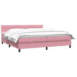 vidaXL Sommier à lattes de lit avec matelas rose 180x210 cm velours