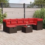 vidaXL Salon de jardin 8 Pièces avec coussins marron résine tressée