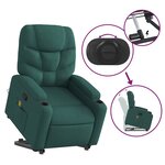 vidaXL Fauteuil inclinable de massage Vert foncé Tissu