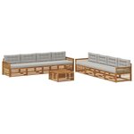 vidaXL Ensemble de canapés d'extérieur 9 Pièces Naturel et gris clair