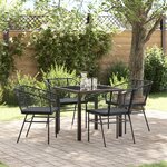 vidaXL Set de salle à manger de jardin 5 pièces avec coussins en poly rotin noir