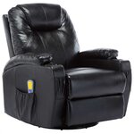vidaXL Fauteuil à bascule de massage Noir Similicuir