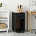 vidaXL Cabinet roulant Noir 34 x 39 x 65 5 cm Pin massif
