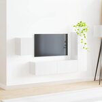 vidaXL Ensemble meuble TV 4 Pièces Blanc brillant Bois d'ingénierie