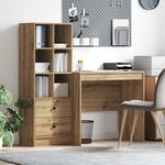 vidaXL Bureau avec tiroir avec étagère 2 Pièces Chêne artisanal