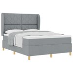 Lit Box Spring avec Matelas vidaXL Gris clair 140x190 cm en Tissu