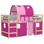 vidaXL Lit mezzanine enfants avec tunnel sans matelas rose 90x200 cm