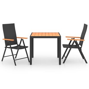 vidaXL Ensemble à manger de jardin 3 Pièces noir et marron