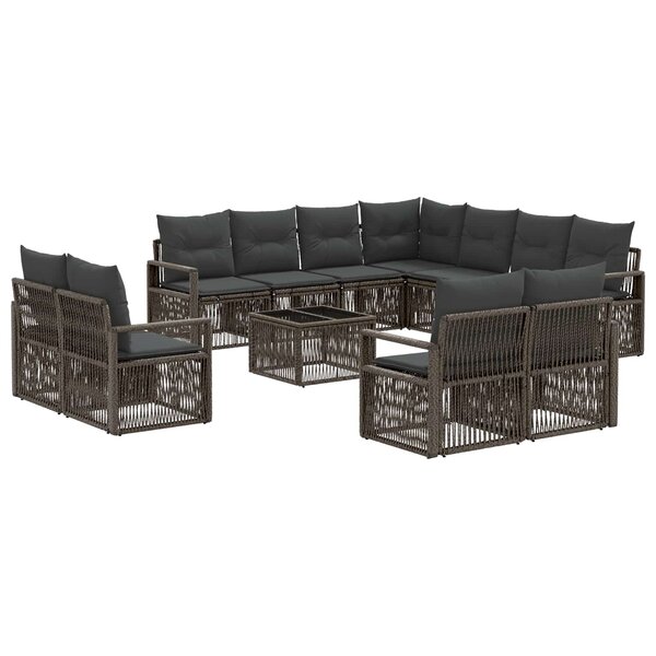 vidaXL Ensemble de canapé de jardin 12 pc Gris polyrotin