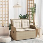vidaXL Banc inclinable de jardin avec coussins beige résine tressée