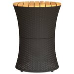 vidaXL Table d'appoint de jardin forme tambour noir rotin bois massif