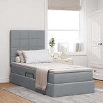 vidaXL Lit de rangement LED avec matelas Gris clair 90 x 200 cm Tissu
