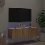 vidaXL Meuble TV mural avec lumières LED chêne sonoma 100x35x31 cm