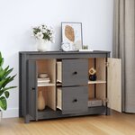 vidaXL Buffet Gris 100x35x74 cm Bois massif de pin