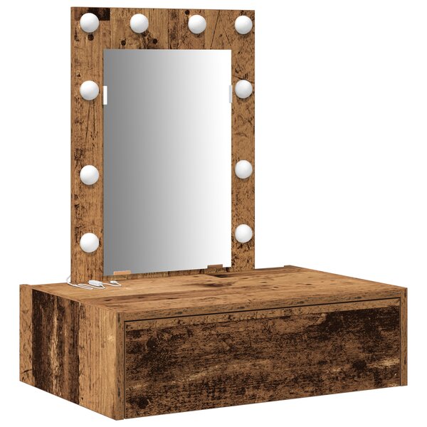 vidaXL Table de Maquillage Murale avec Lumières LED Bois Ancien