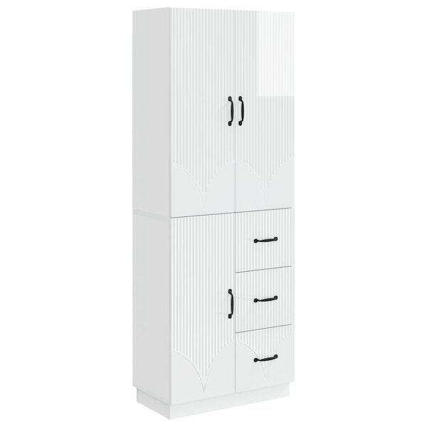 vidaXL Ensemble de Meubles 2 Pièces Blanc brillant Bois d'ingénierie