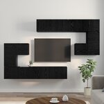 vidaXL Ensemble meuble TV avec stockage avec porte 8 Pièces Chêne Noir